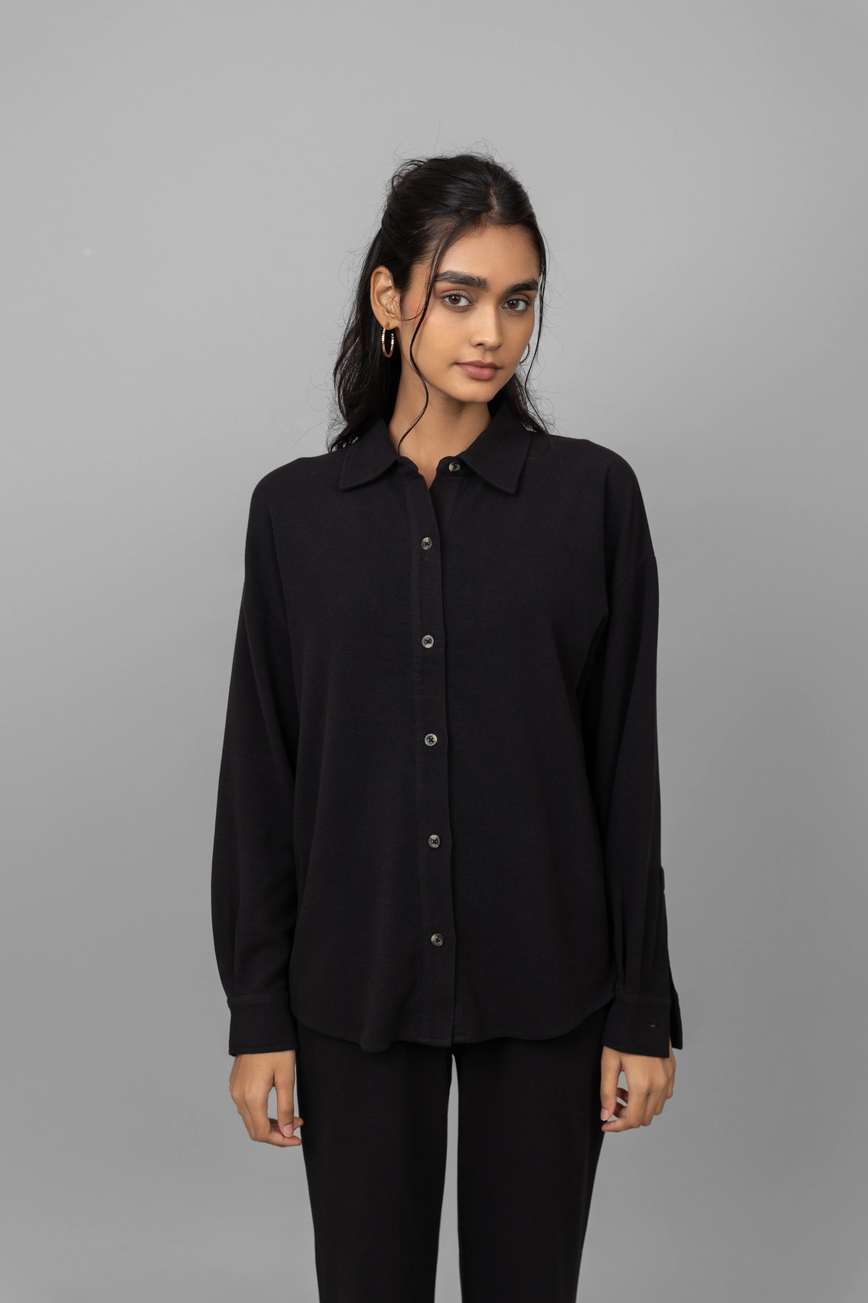 Black Mini Waffle Pajama Set - Image 3