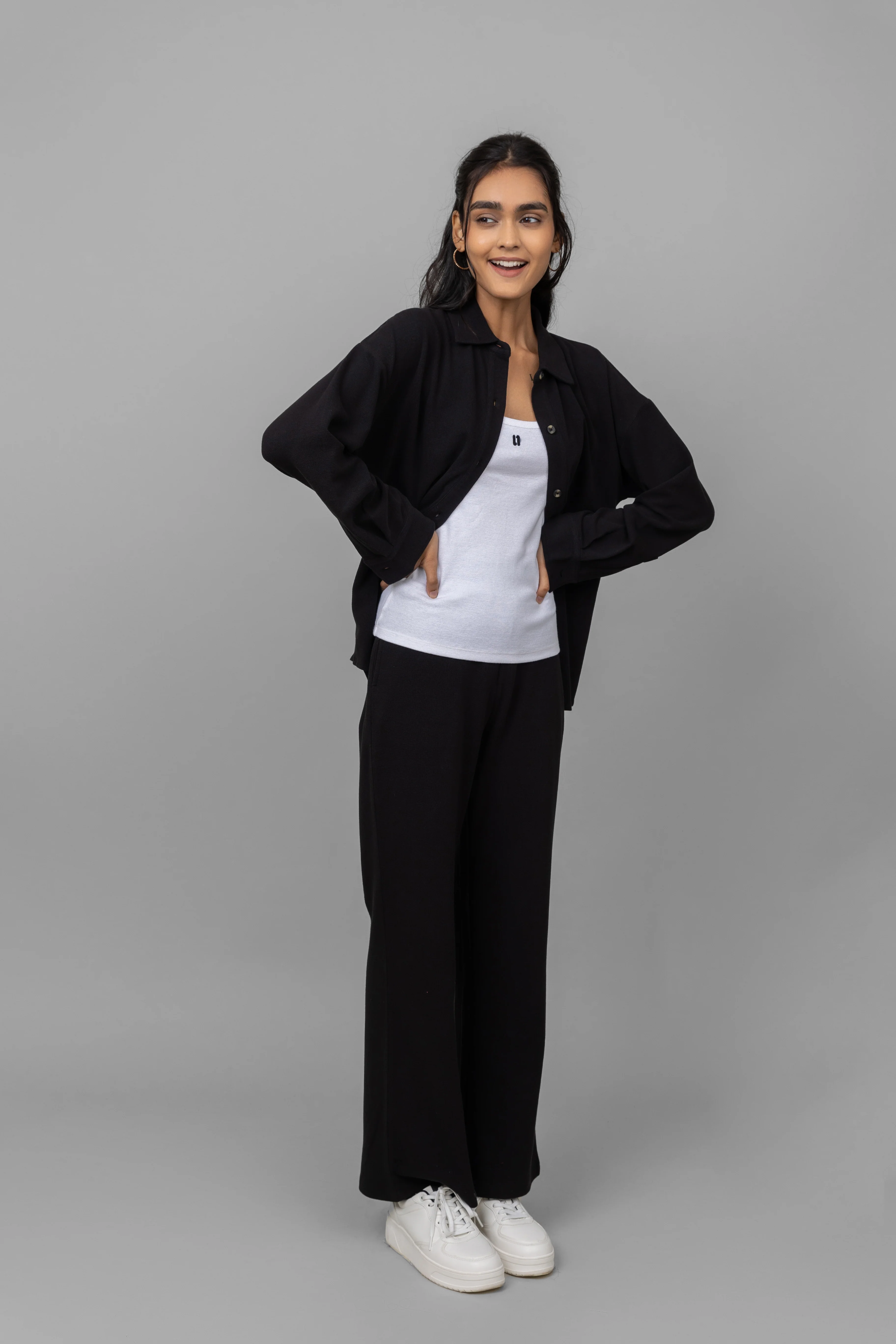 Black Mini Waffle Pajama Set - Image 4