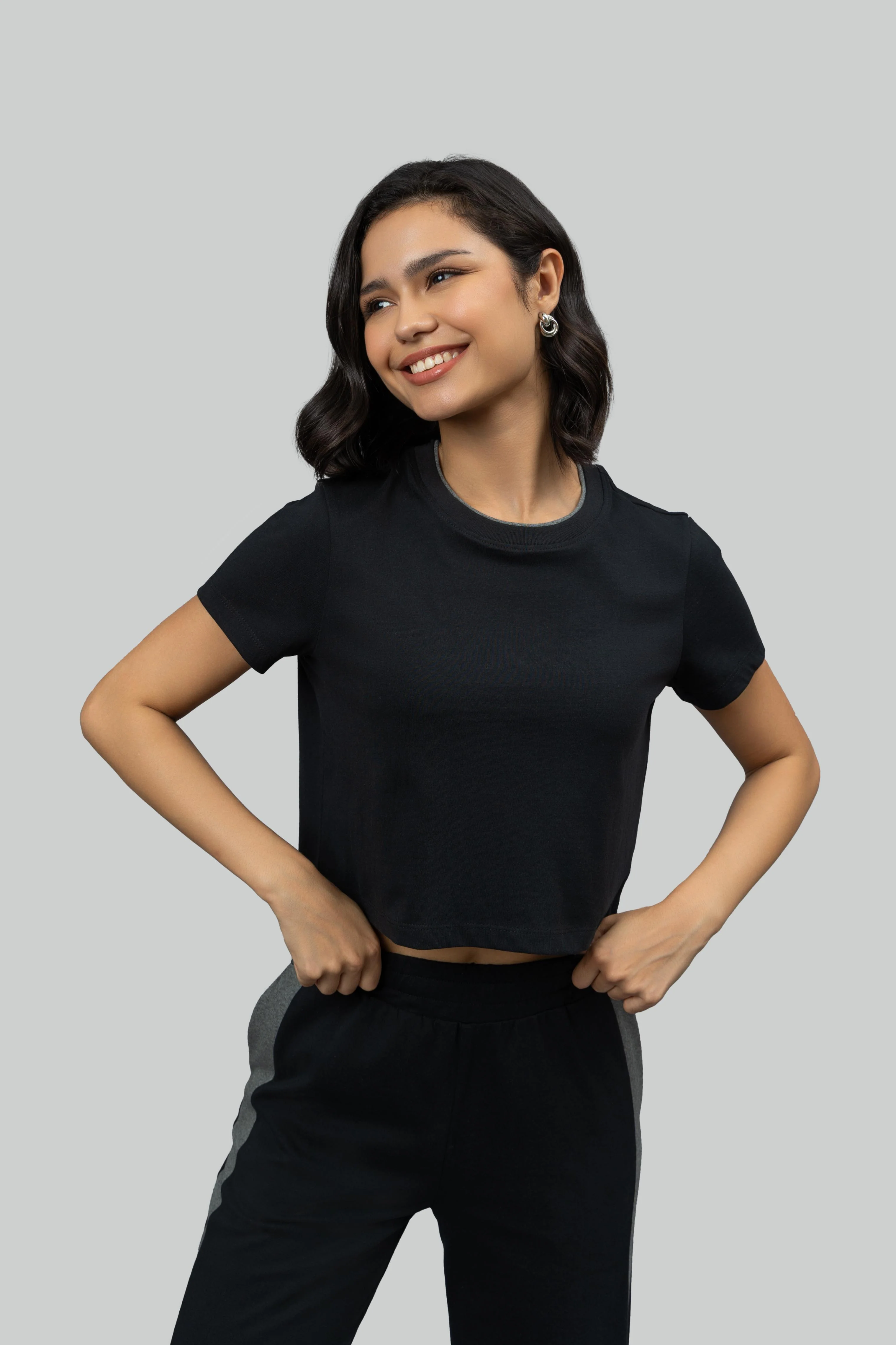 Black Soft Cotton Side Slit Flare Lounge Set - Image 4