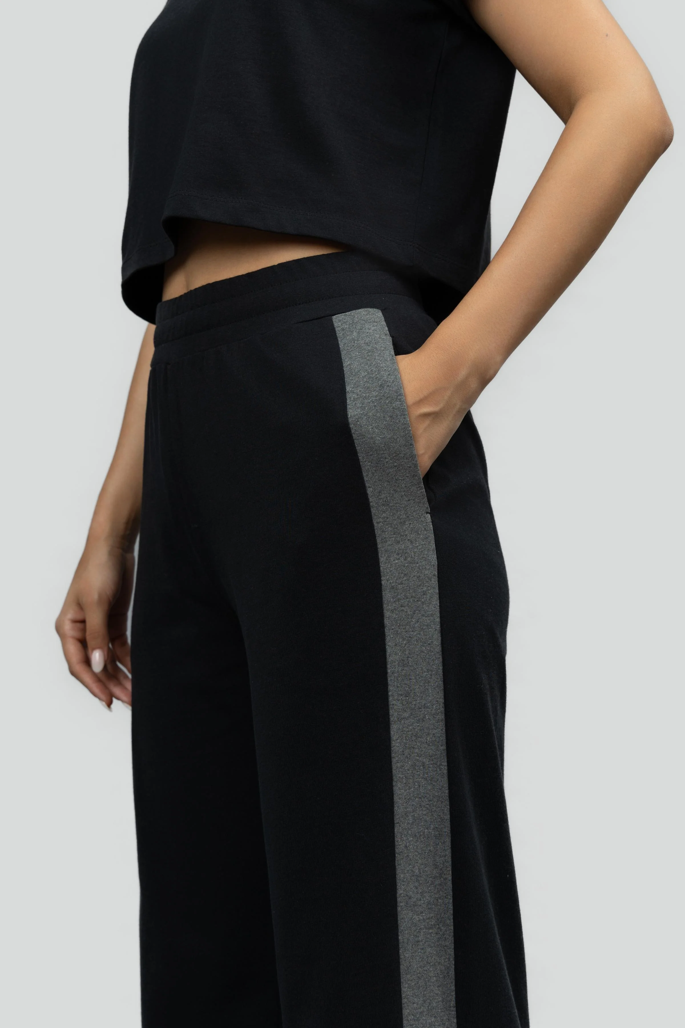 Black Soft Cotton Side Slit Flare Lounge Set - Image 8