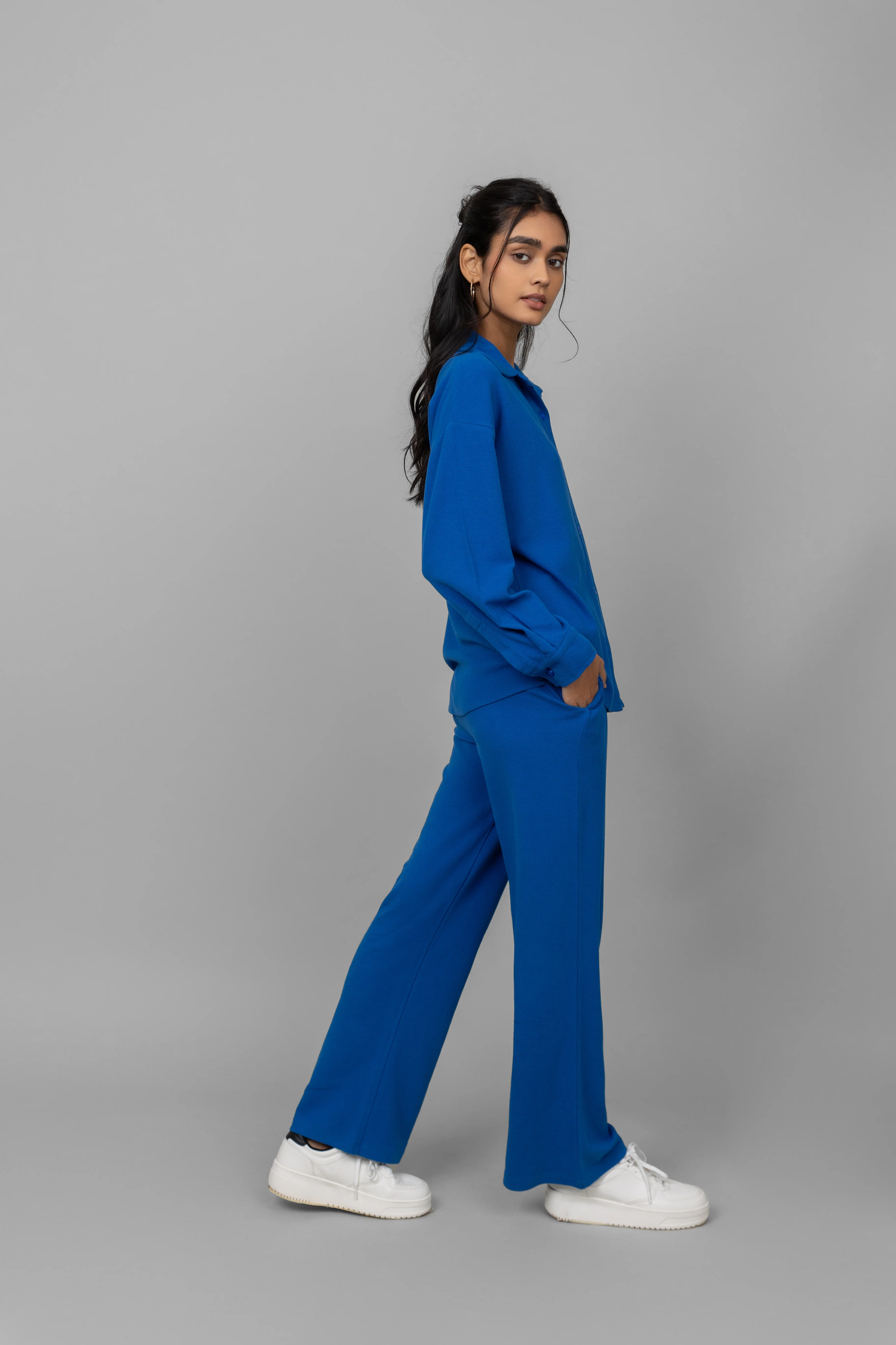 Blue Mini Waffle Pajama Set - Image 3