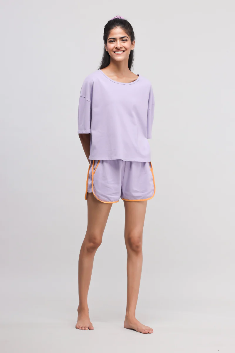 Boxy Purple Cotton Shorts - Image 5