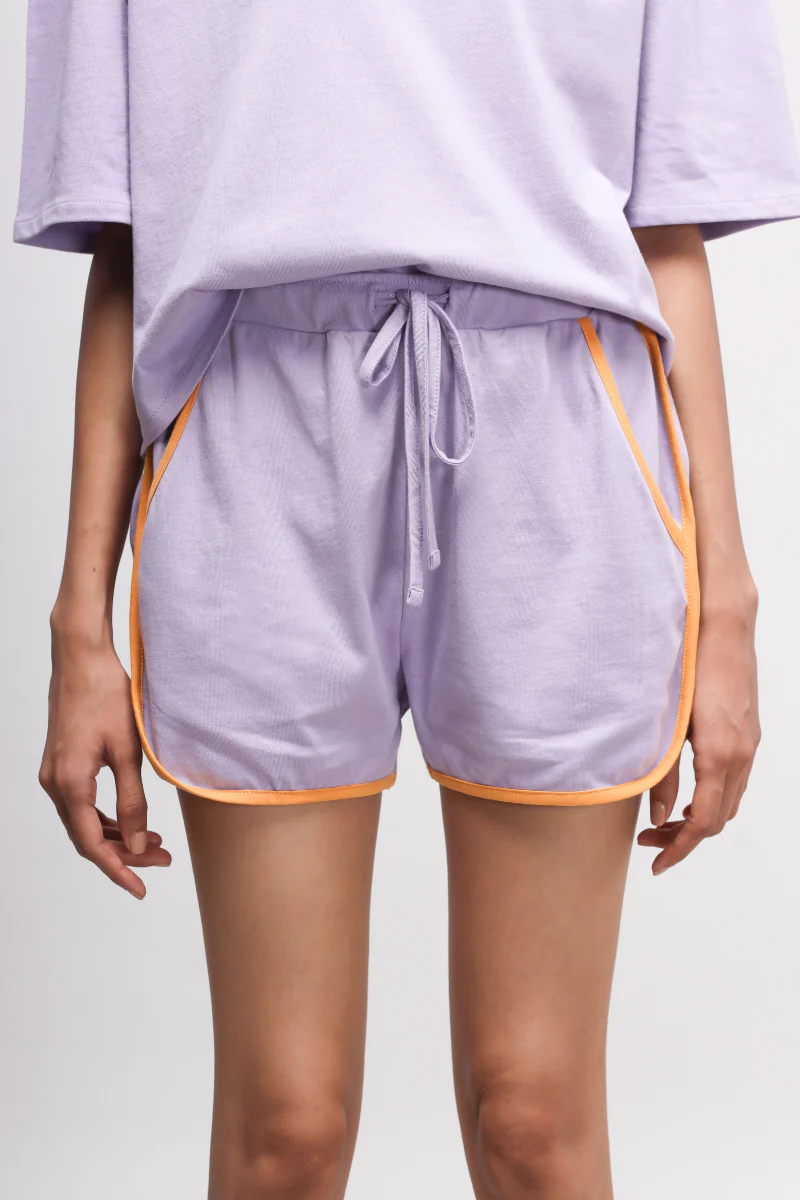 Boxy Purple Cotton Shorts Set - Image 11