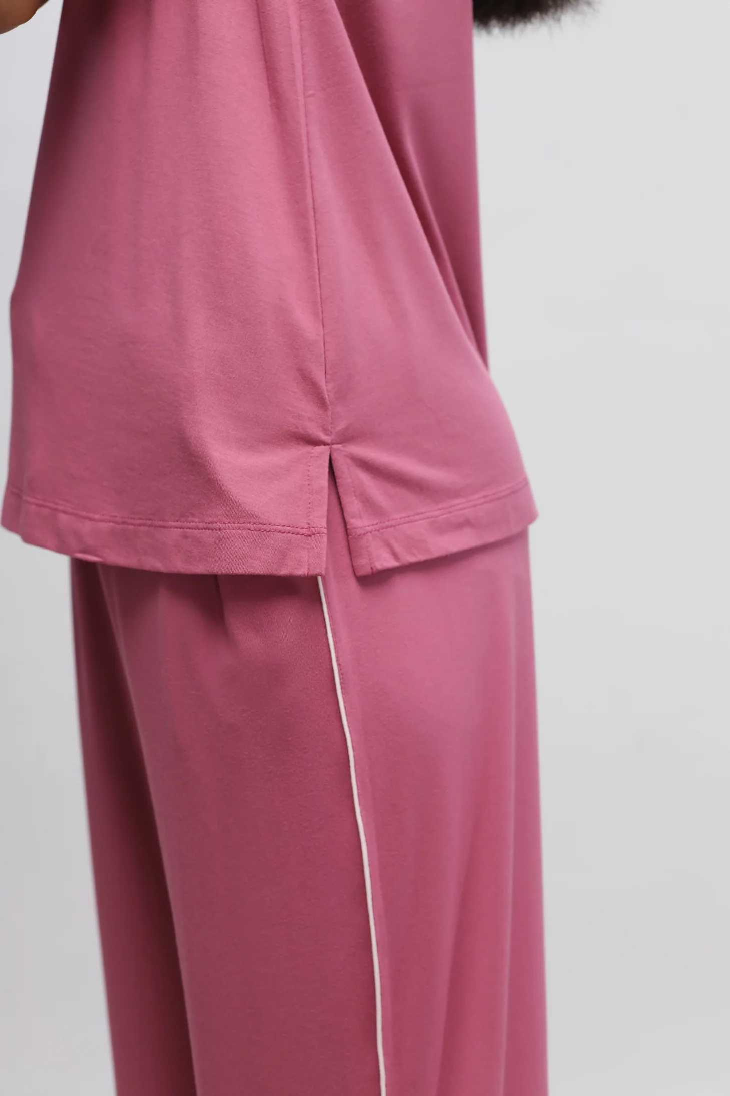 Rosy Pink Button Down Piping Tank Top Set - Image 9