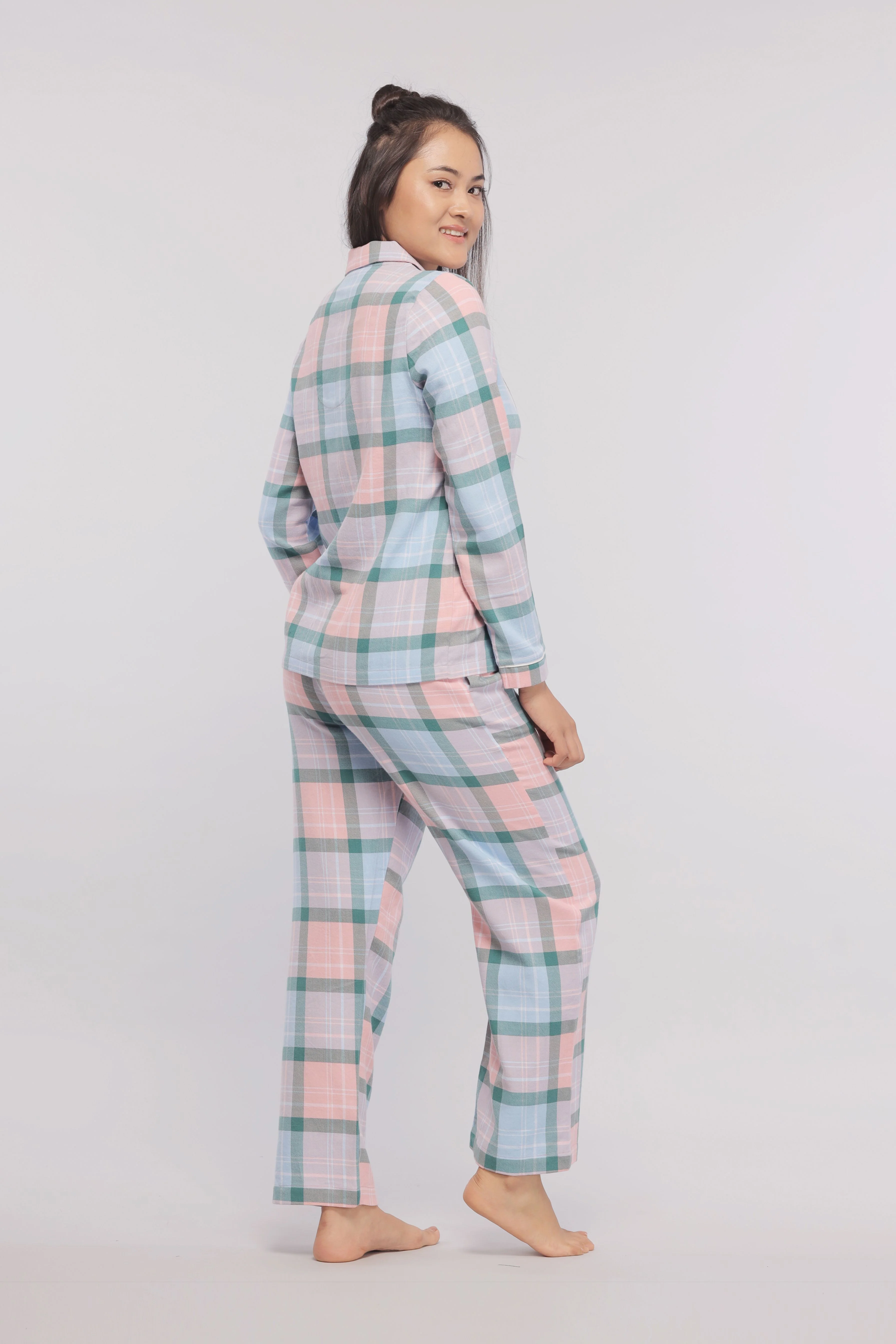 Plaid Flannel Button-Down Long Sleeves Top - Image 4