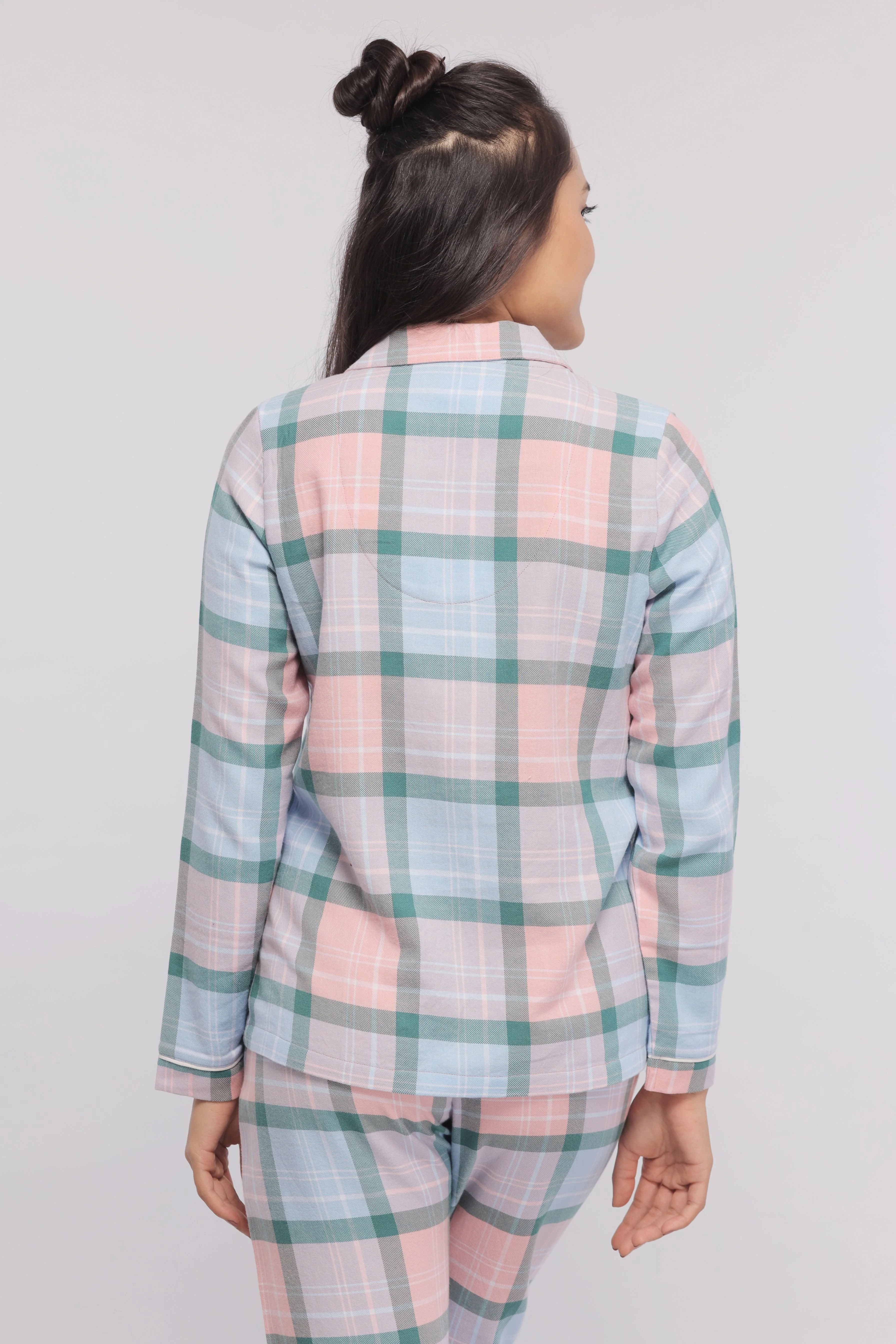 Plaid Flannel Button-Down Long Sleeves Top - Image 6