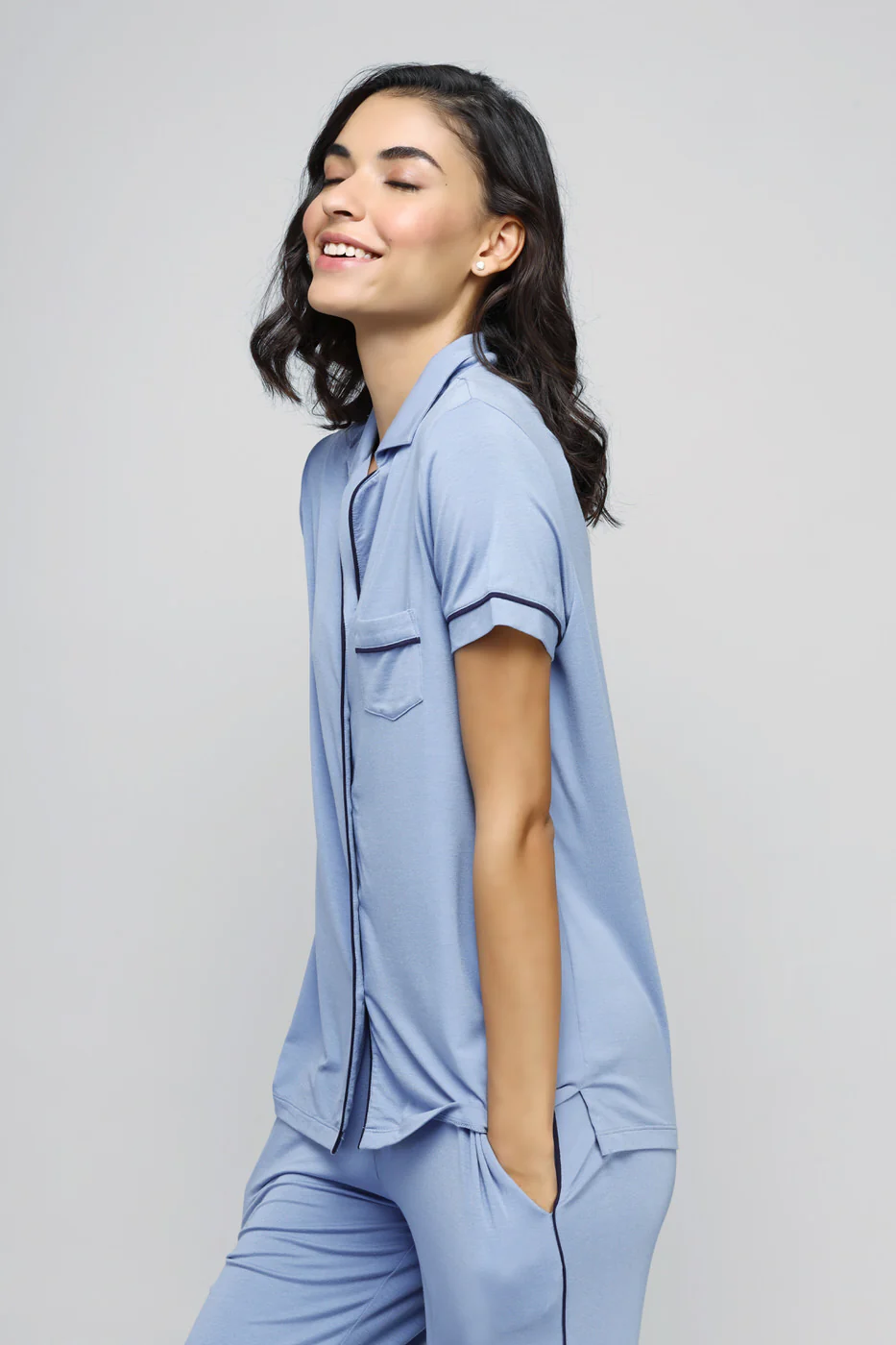 Classic Blue Button-Down Top - Image 4
