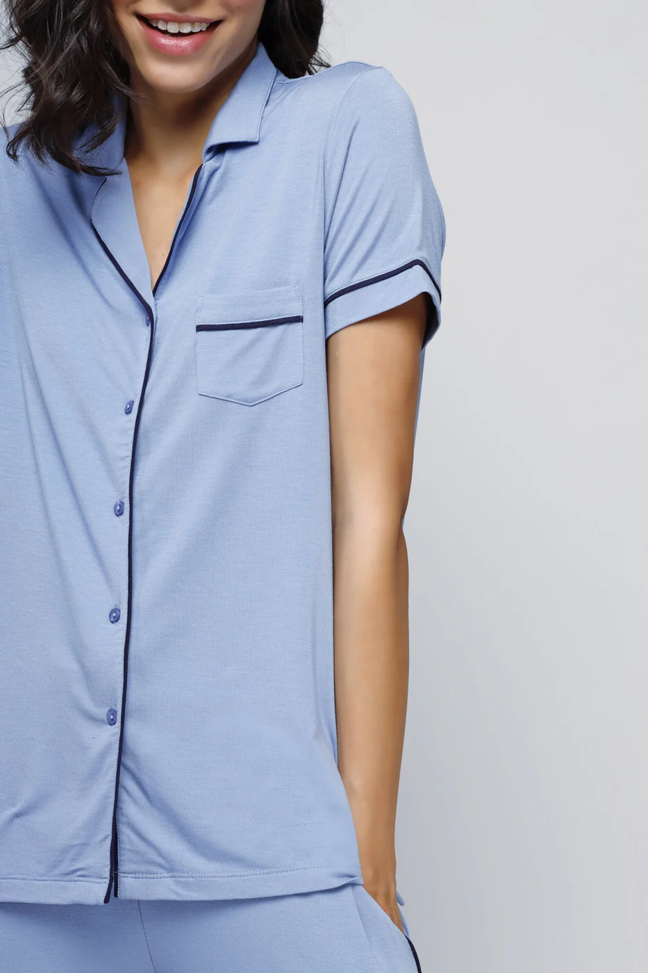 Classic Blue Button-Down Top - Image 5
