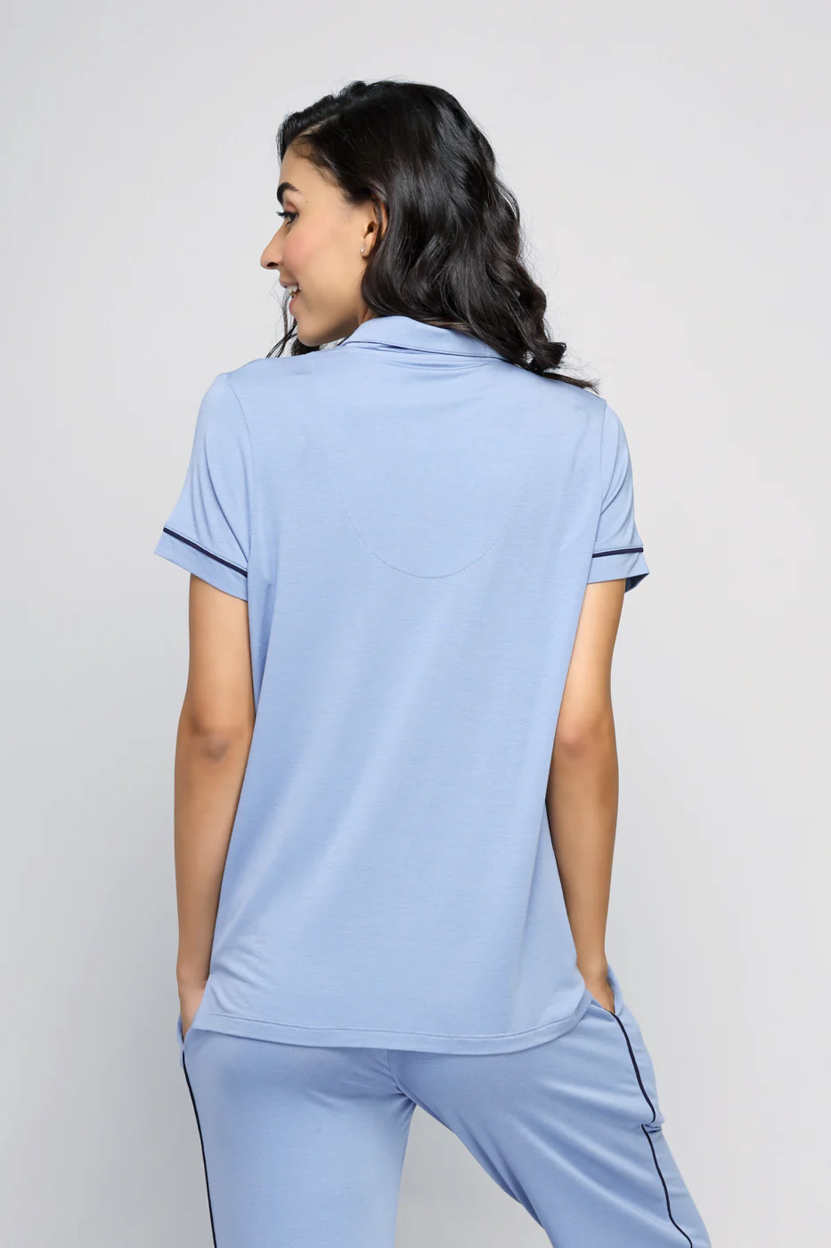 Classic Blue Button-Down Top - Image 6