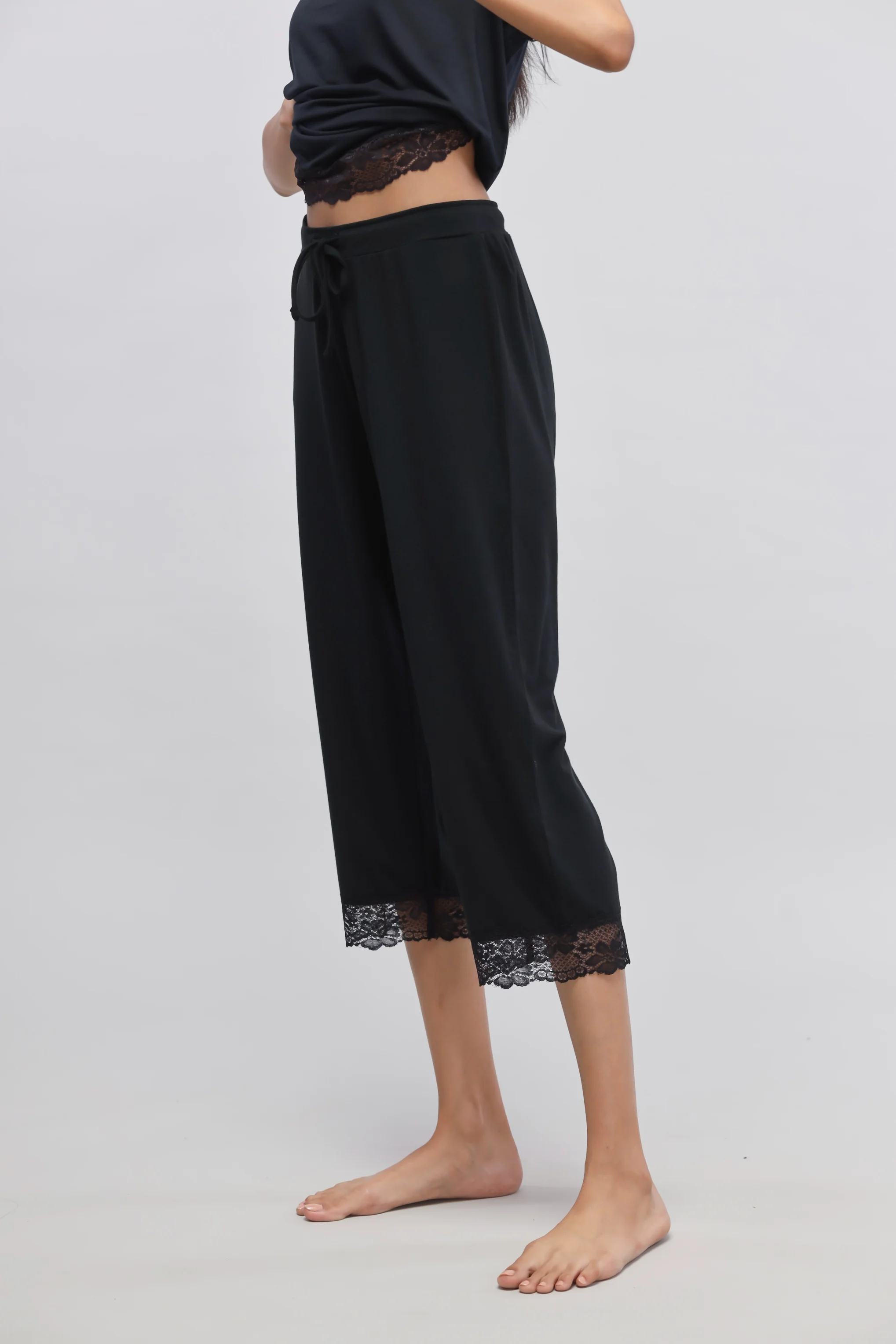 Delicate Black Lace Capri Set - Image 5