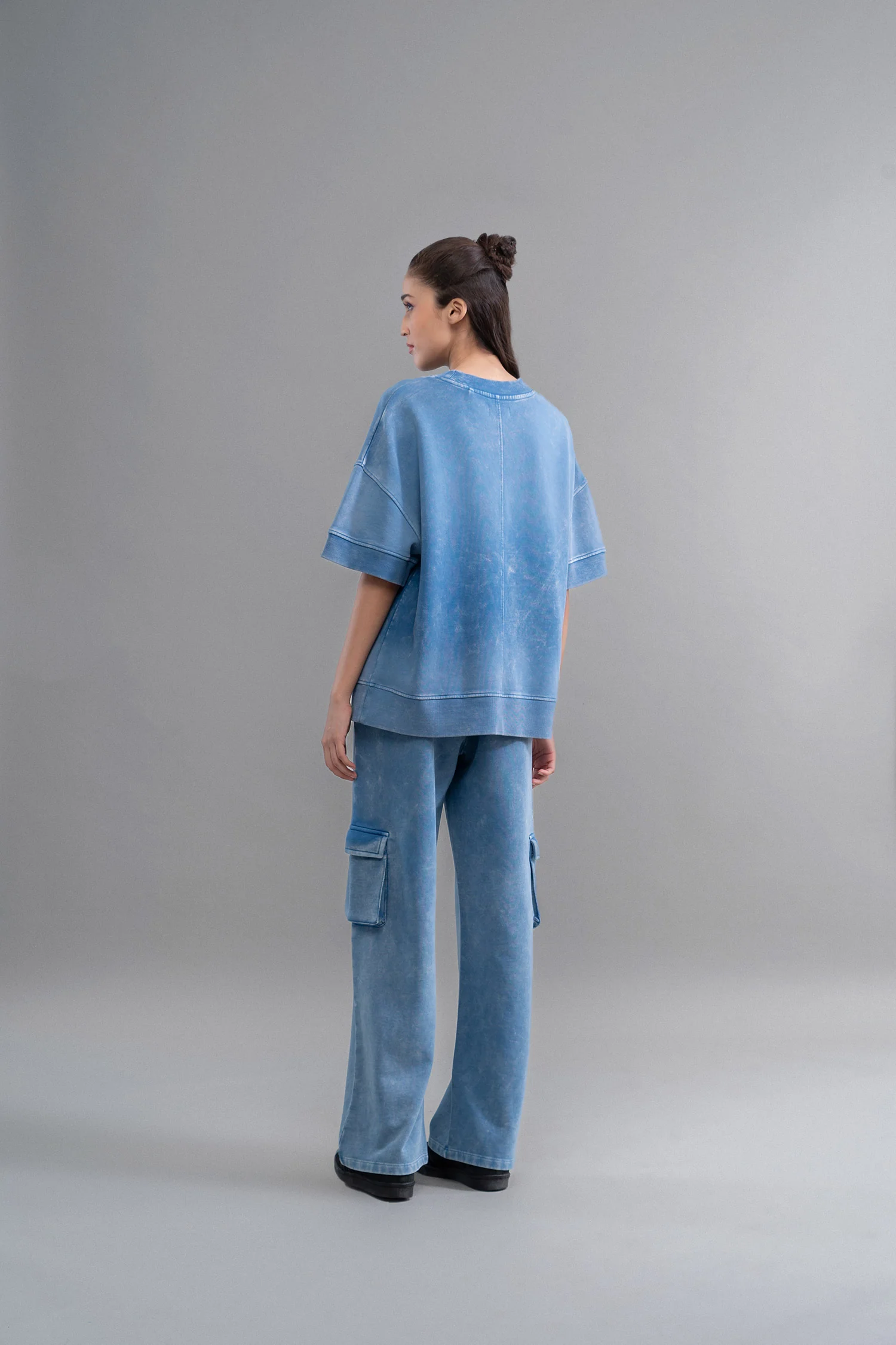 Denim Wash 100% Cotton Terry Co Ord Set - Image 5