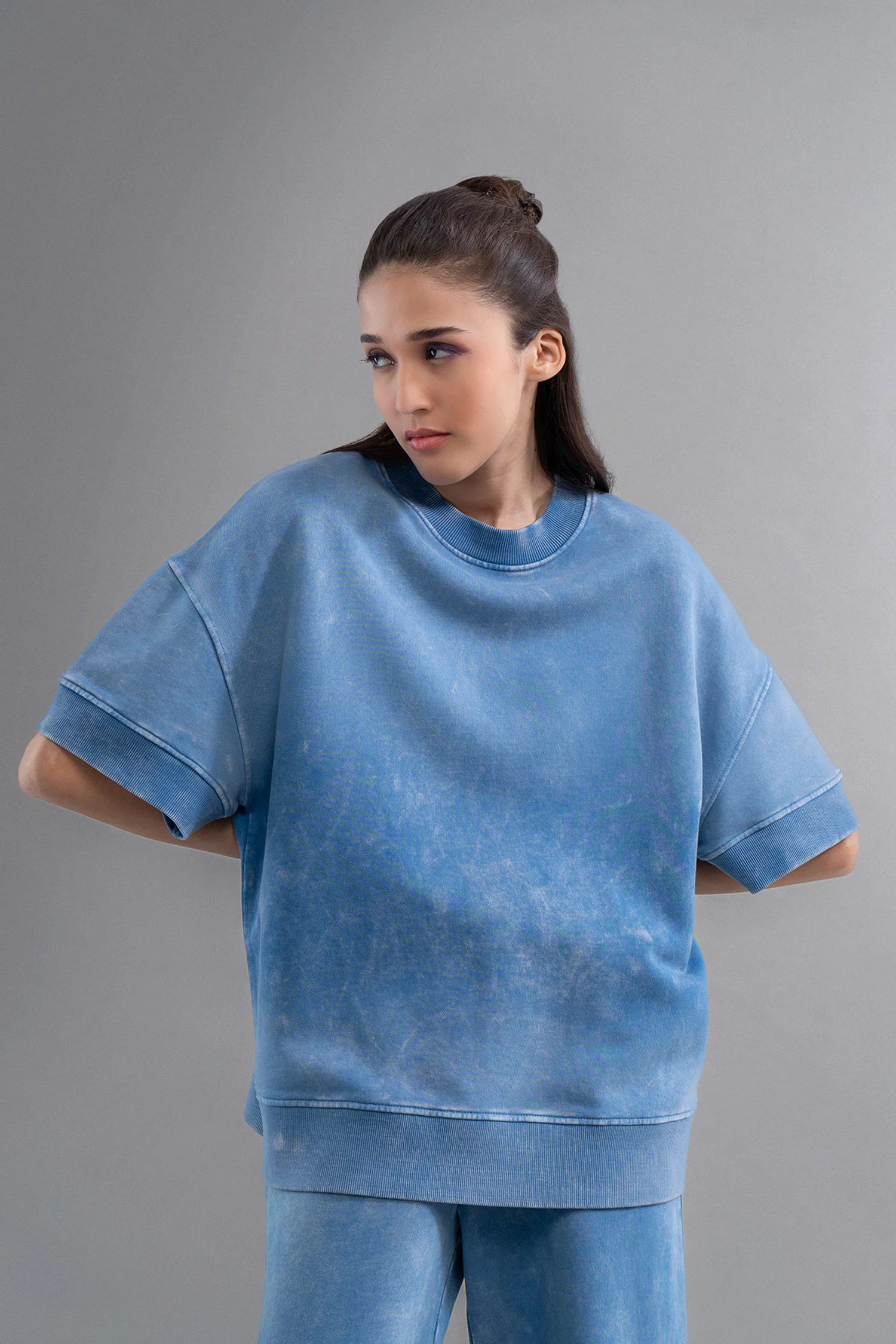 Denim Wash 100% Cotton Terry Co Ord Set - Image 6