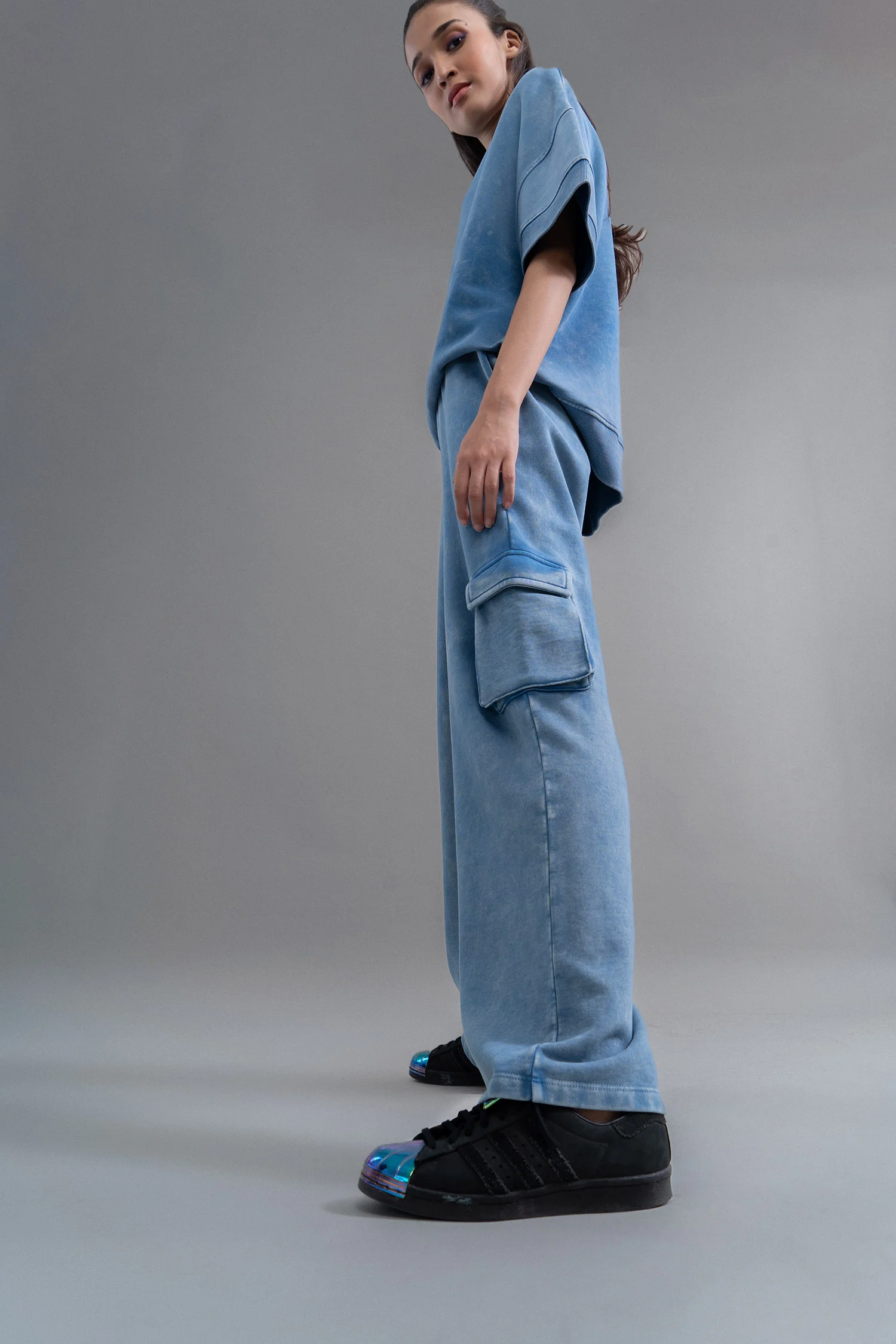 Denim Wash 100% Cotton Terry Co Ord Set - Image 7