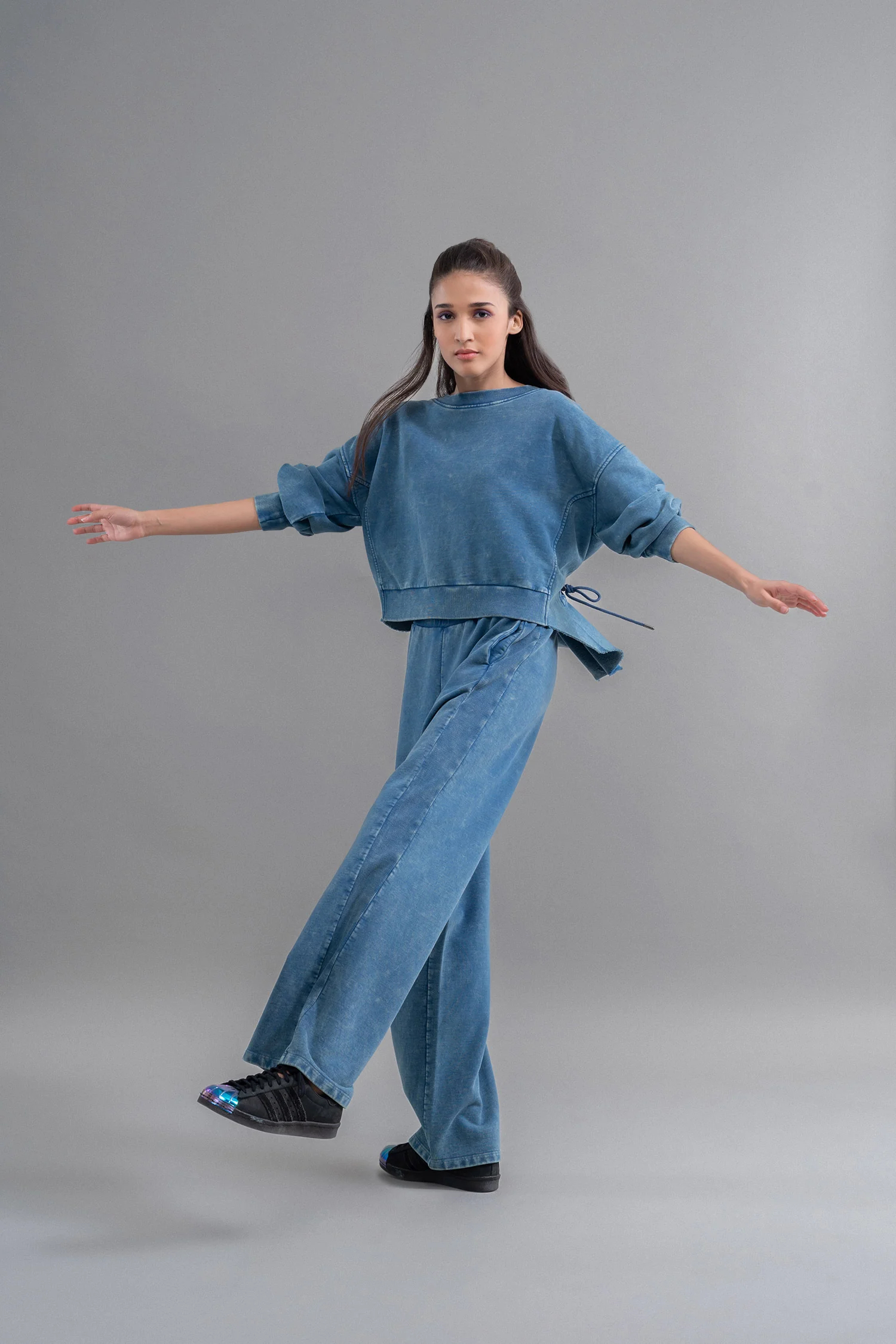 Denim Wash 100% Cotton Terry Straight Travel Pant - Image 4