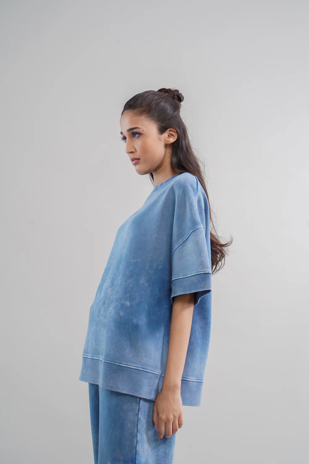 Denim Wash 100% Cotton Terry Sweatshirt - Image 3