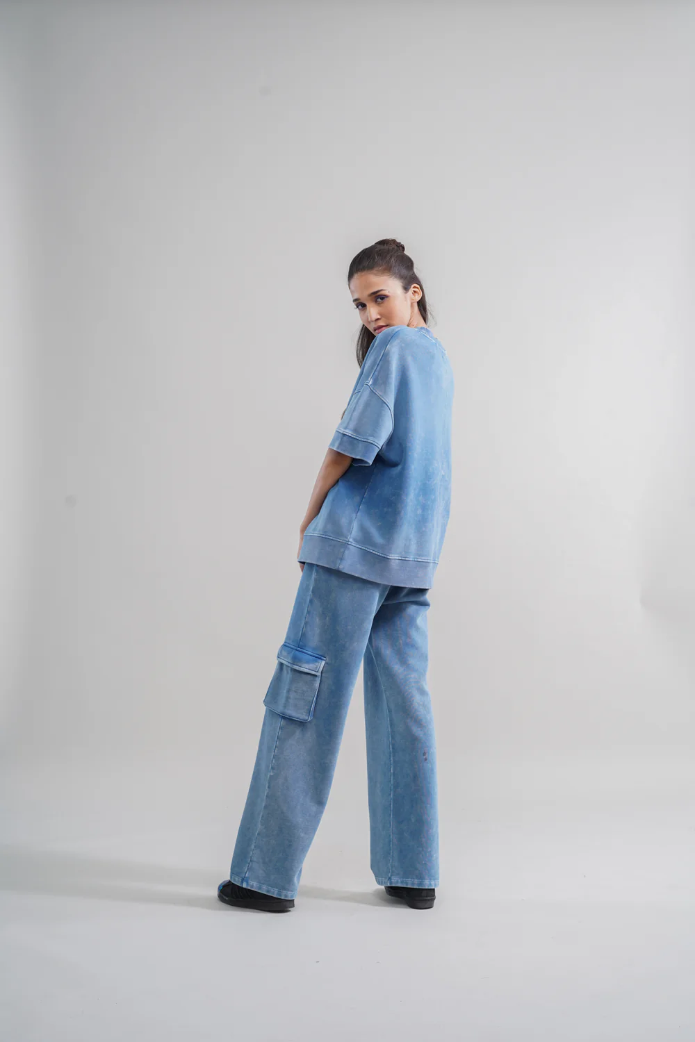 Denim Wash 100% Cotton Terry Sweatshirt - Image 8