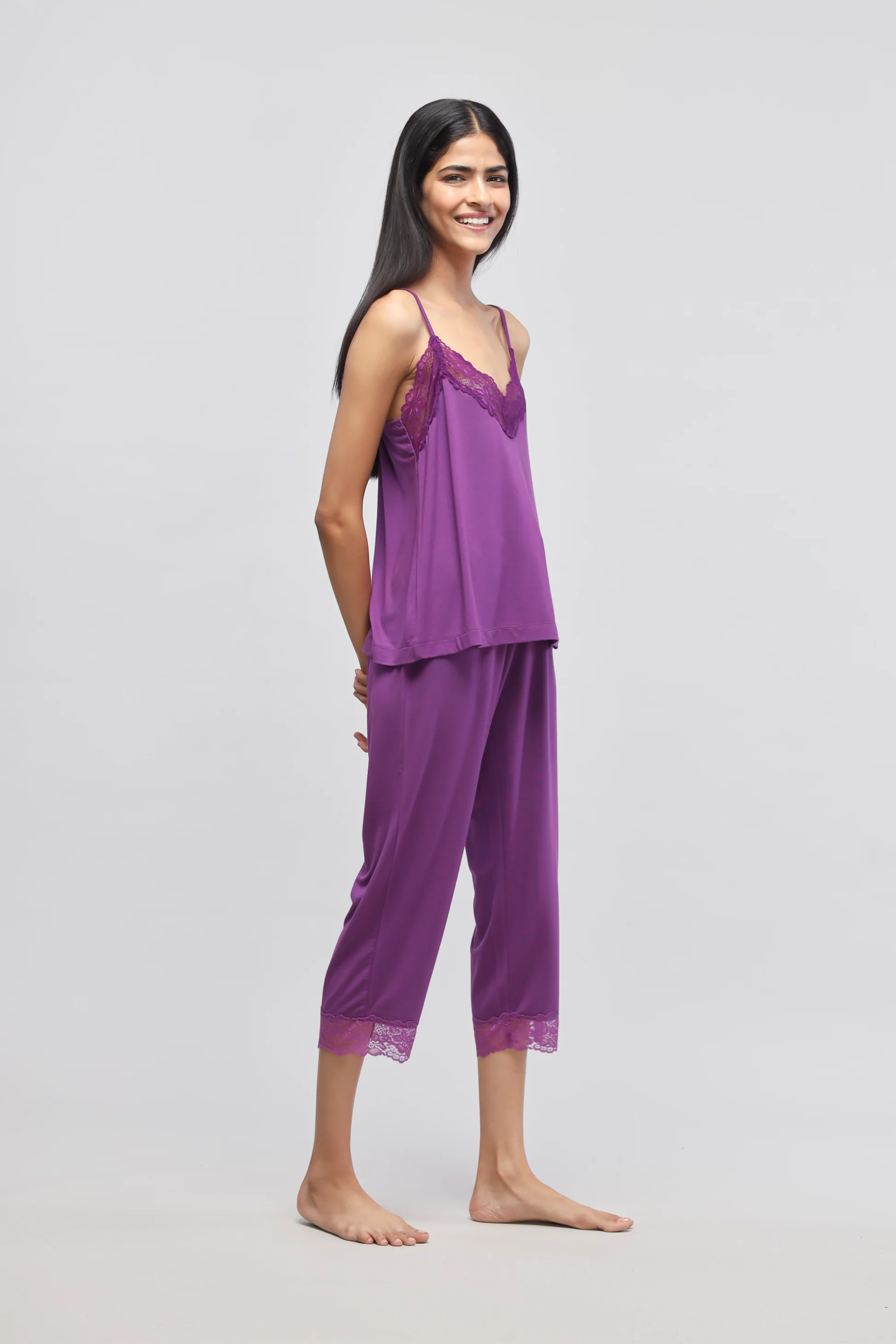 Dreamy Purple Lace Capri Set - Image 3