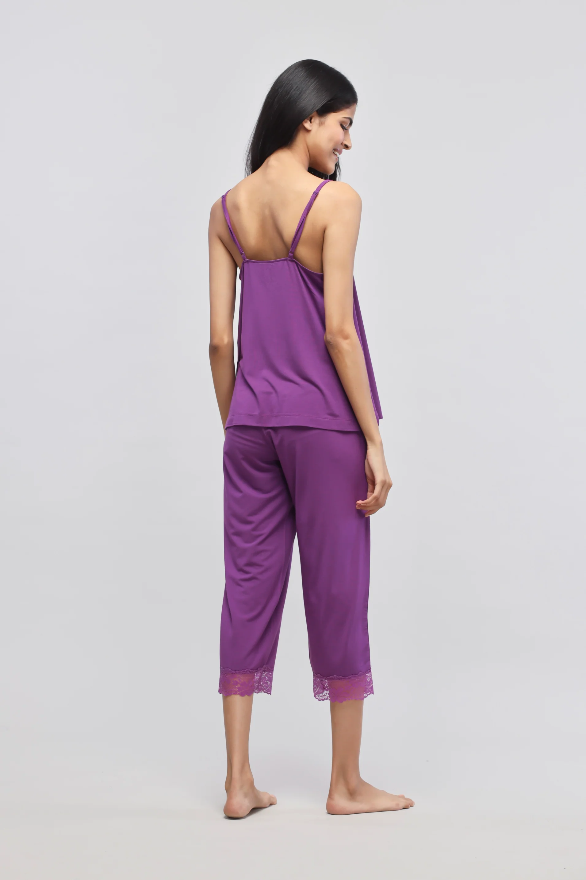 Dreamy Purple Lace Capri Set - Image 4