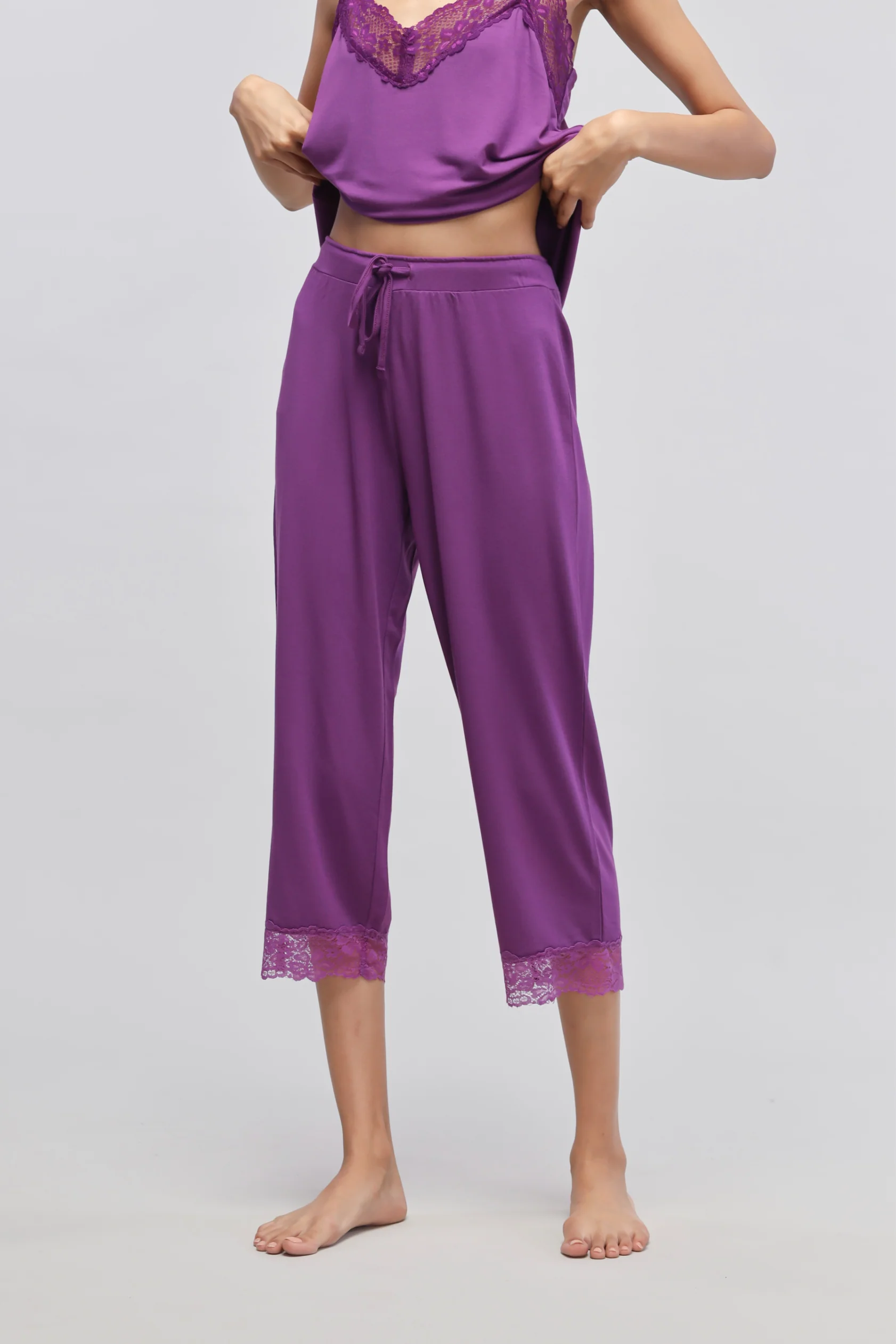 Dreamy Purple Lace Capri Set - Image 5