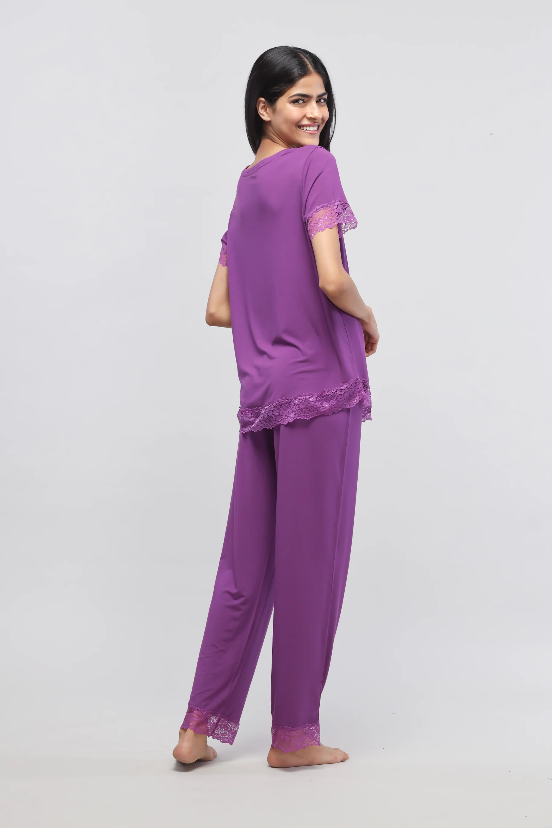 Dreamy Purple Lace Pajama Set - Image 3