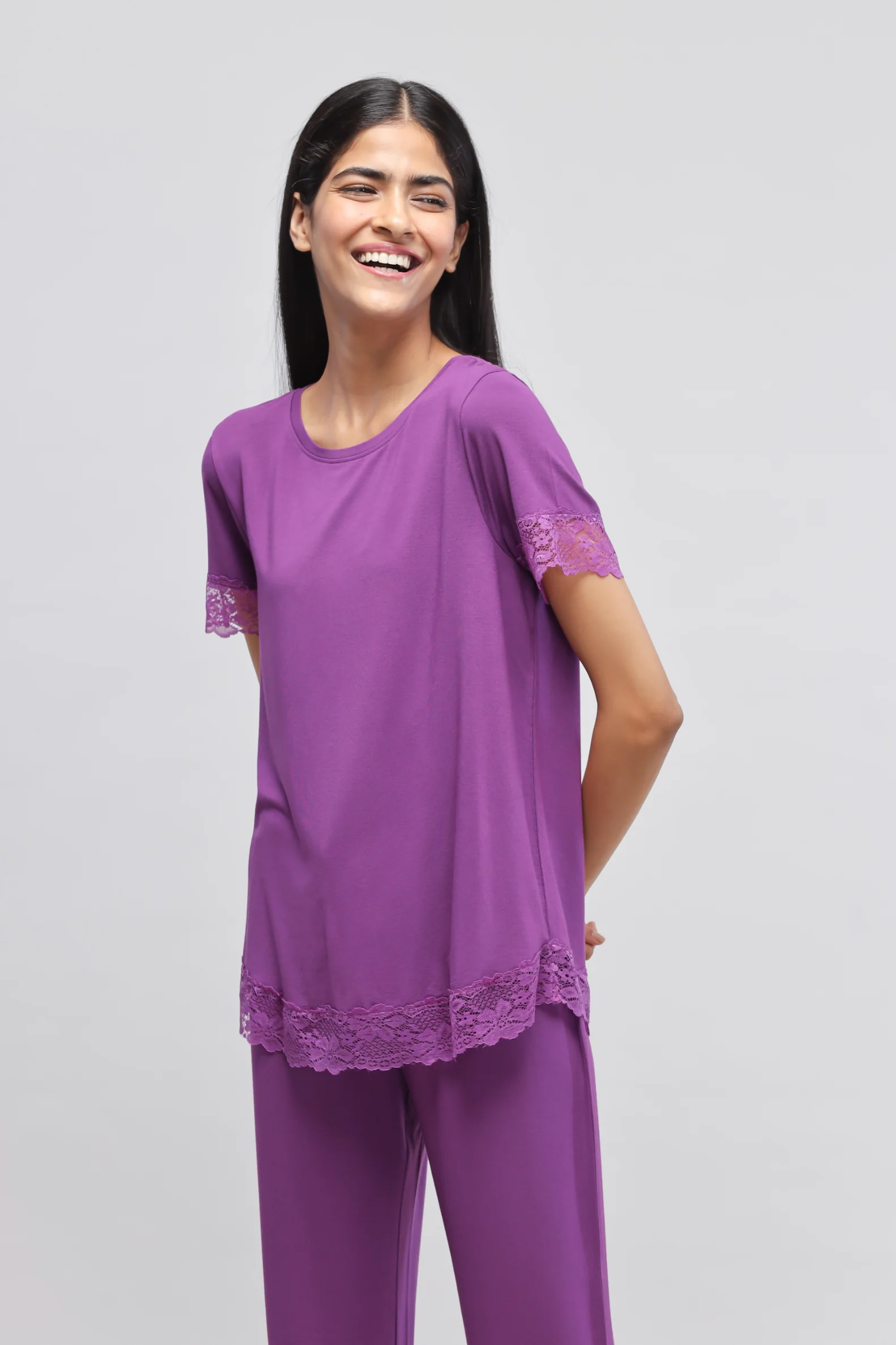 Dreamy Purple Lace Pajama Set - Image 4