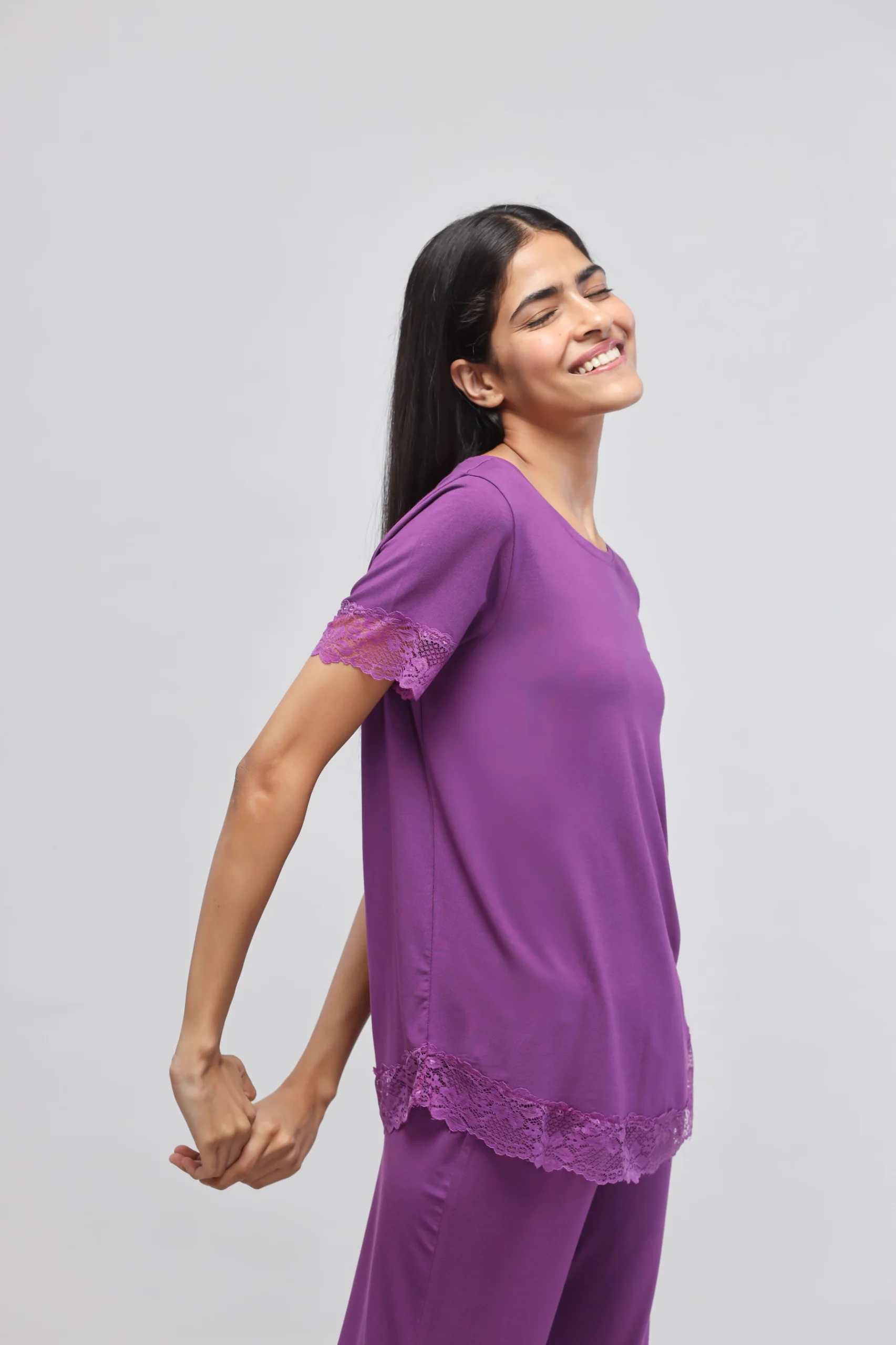 Dreamy Purple Lace Pajama Set - Image 6