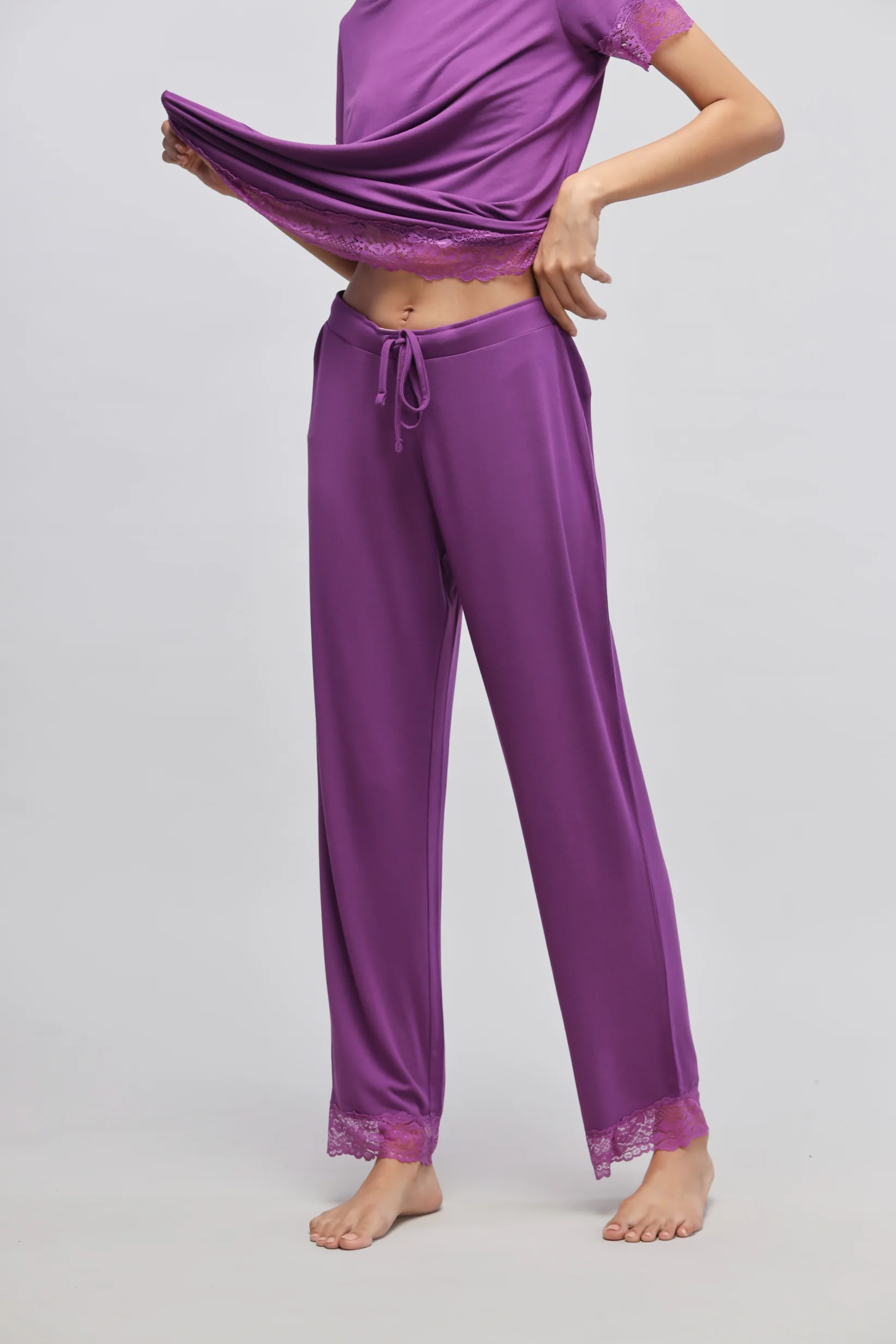Dreamy Purple Lace Pajama Set - Image 8