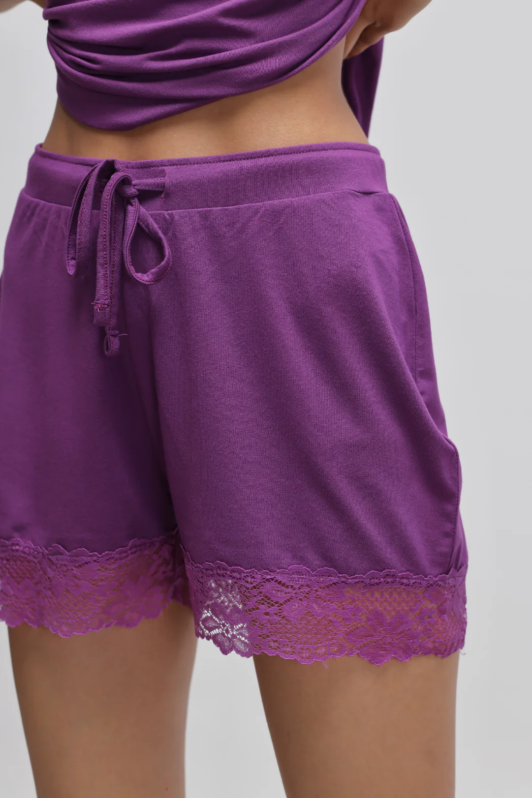 Dreamy Purple Lace Shorts Set - Image 7
