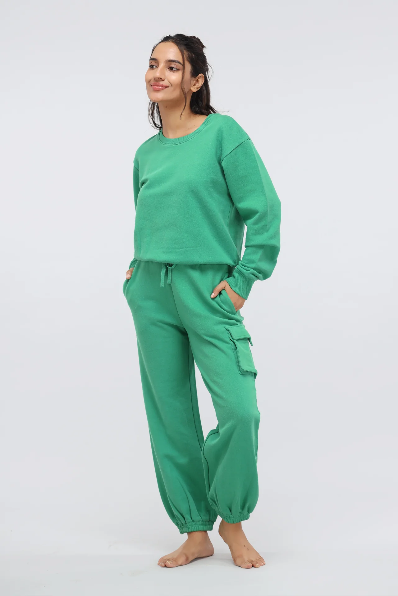 Green Bee Terry Jogger Pants with Patch Pocket - Image 5