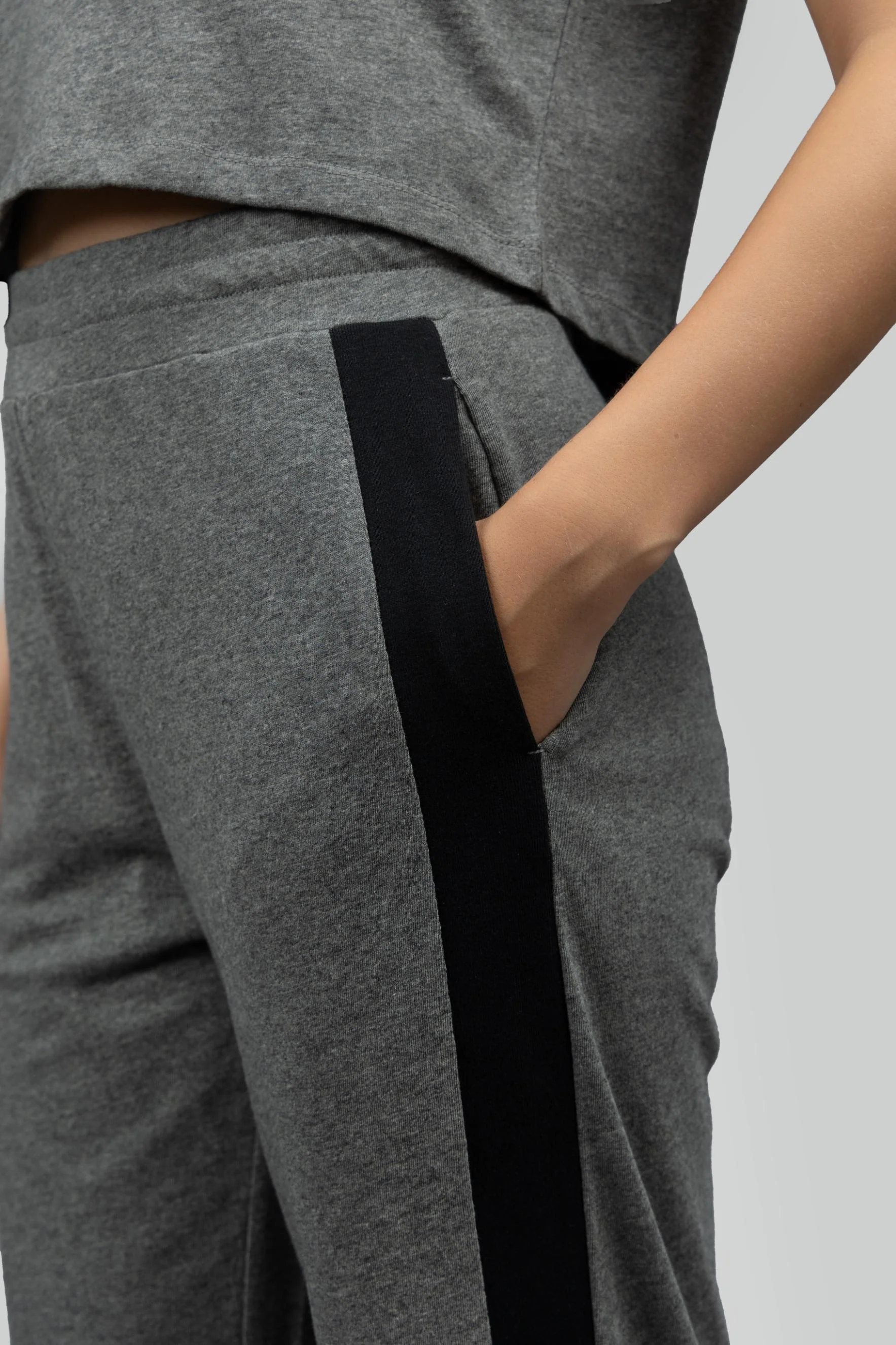 Grey Soft Cotton Side Slit Flare Pants - Image 6