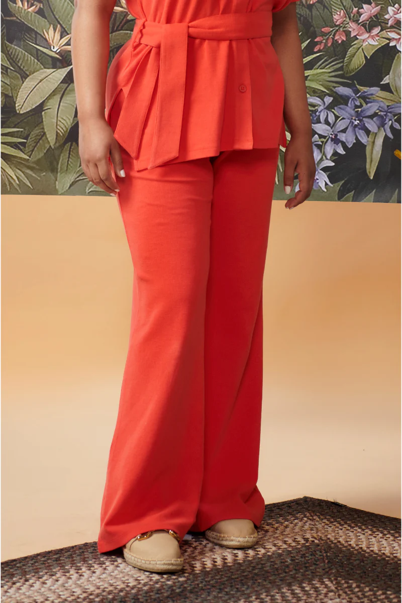 Mini Waffle Red Flared Pants - Image 3