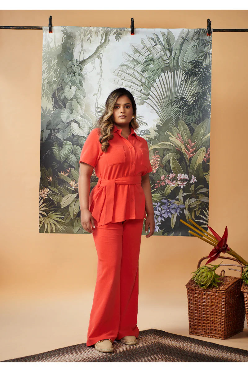 Mini Waffle Red Flared Pants - Image 4