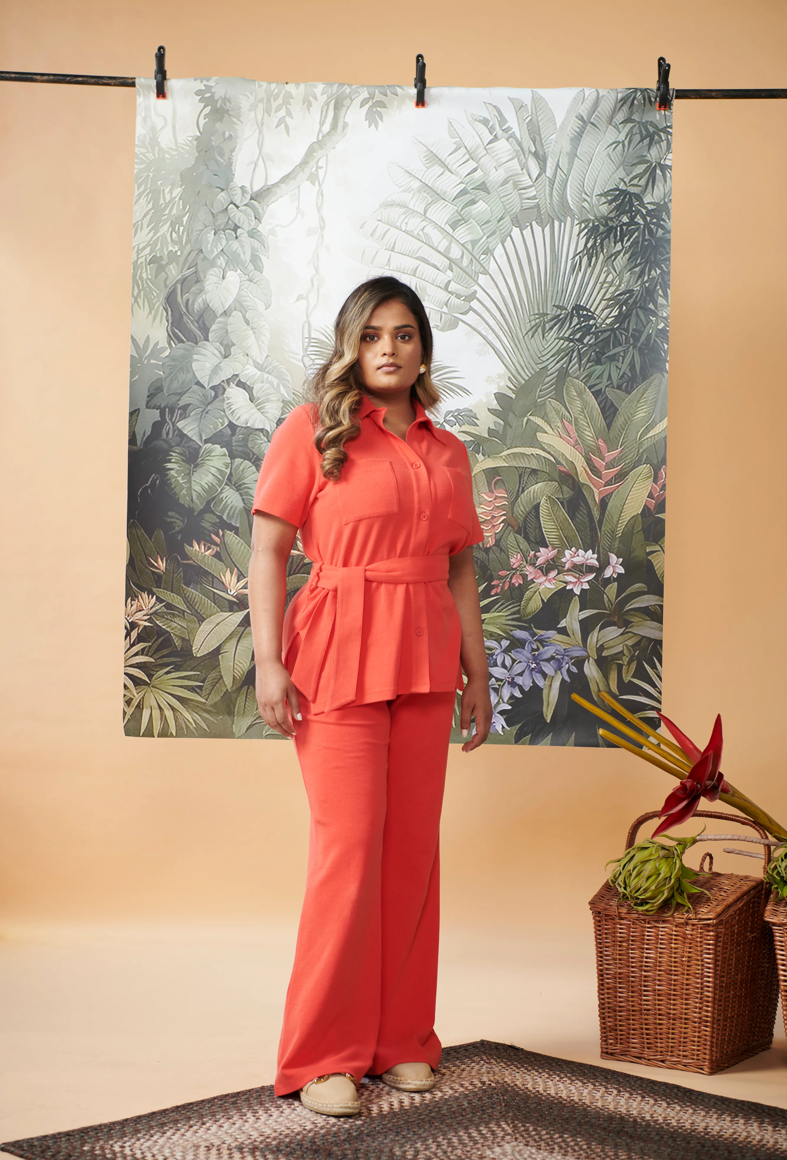 Mini Waffle Red Flared Pants - Image 7