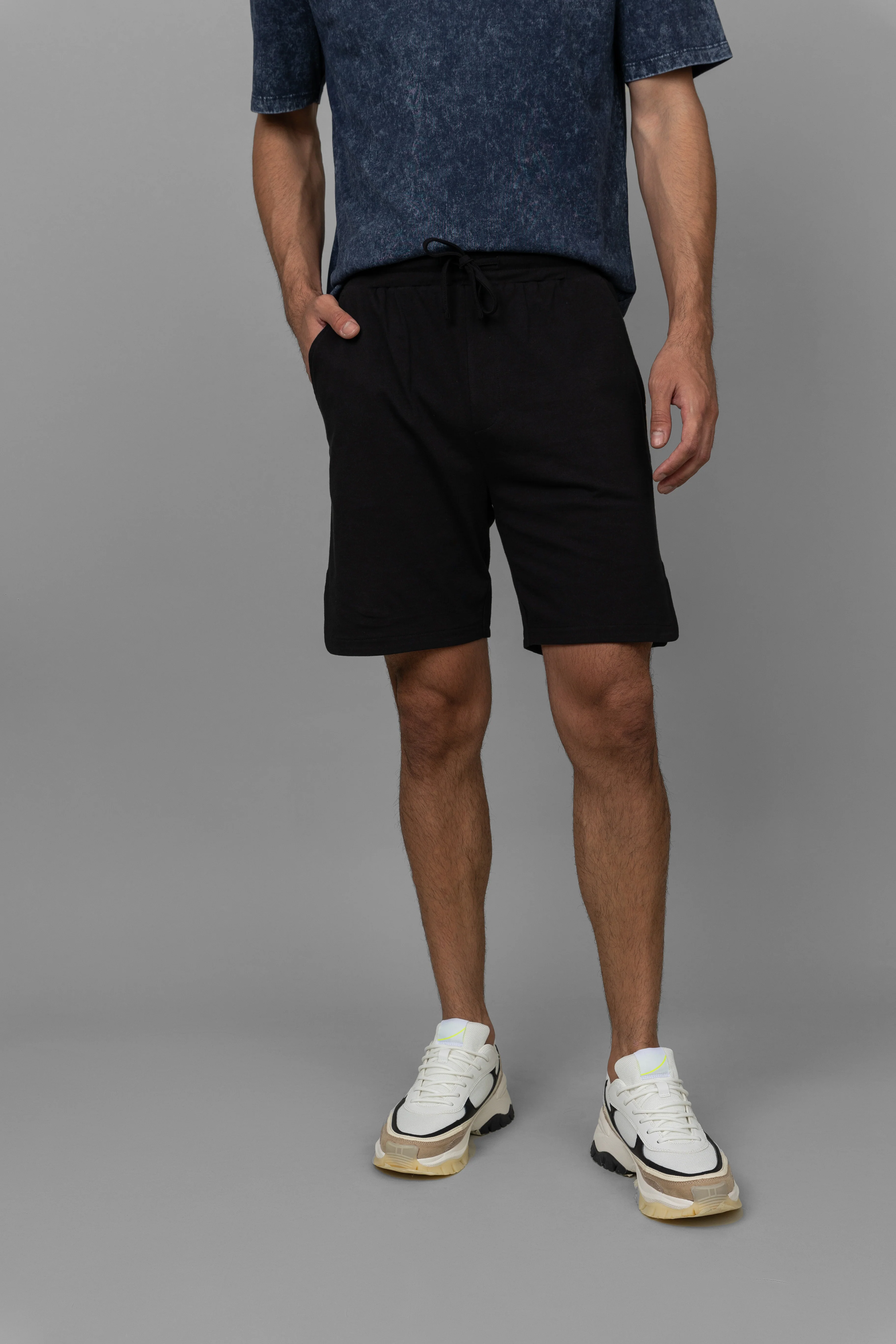 Navy Acid Wash Shorts Set - Image 4