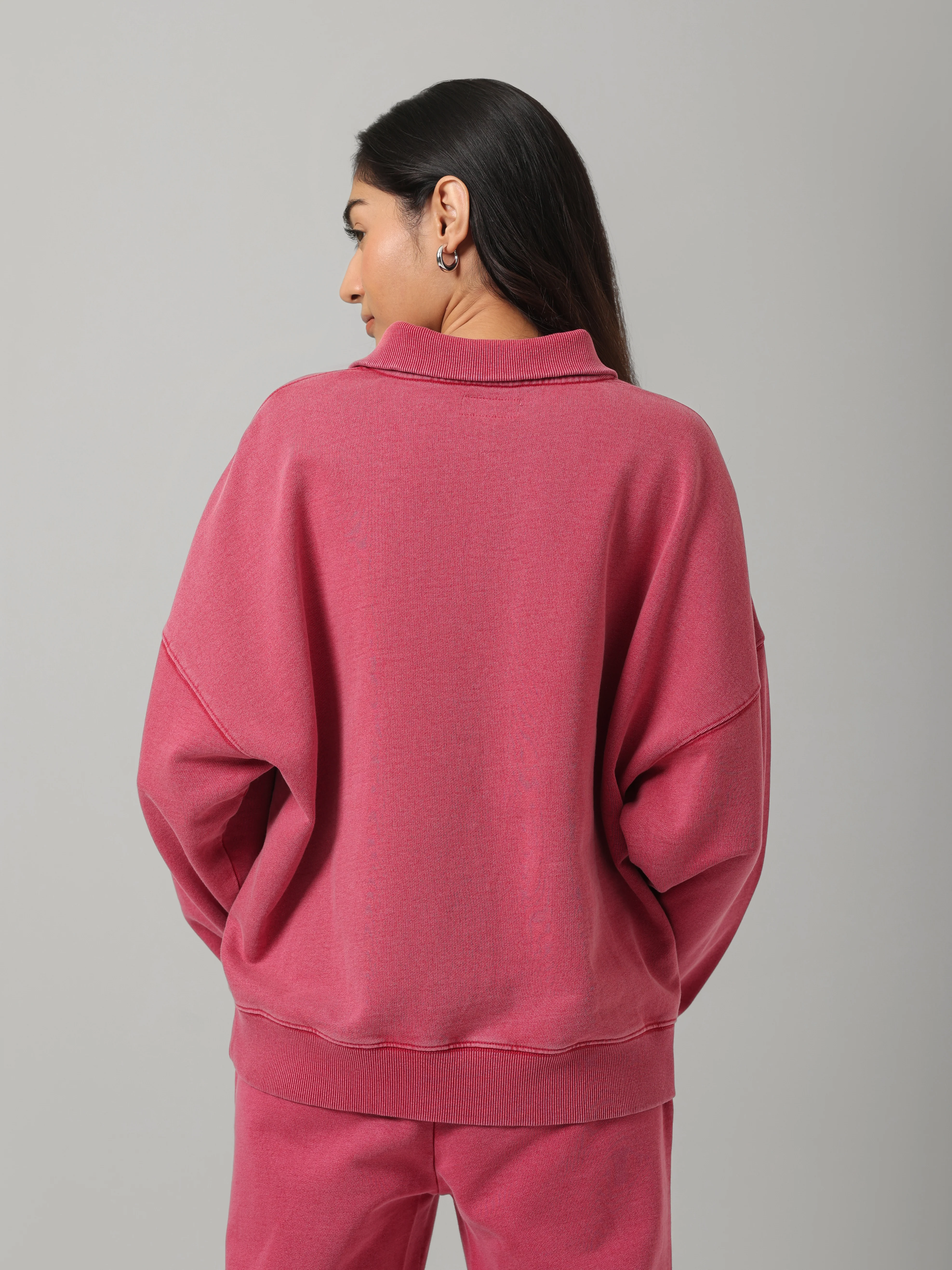 100% Cotton Terry Red Diagonal Zipper Polo - Image 3