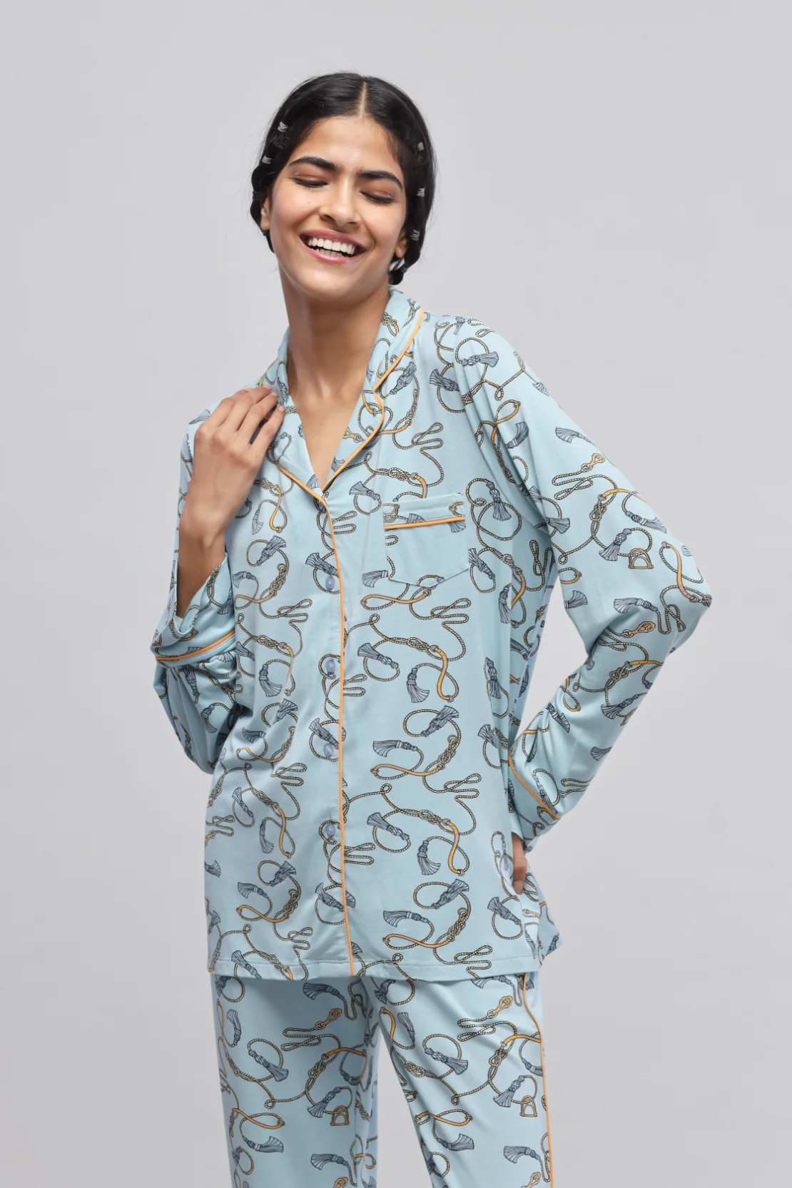 Rope Prined Full Sleeve Pajama Set - Image 6