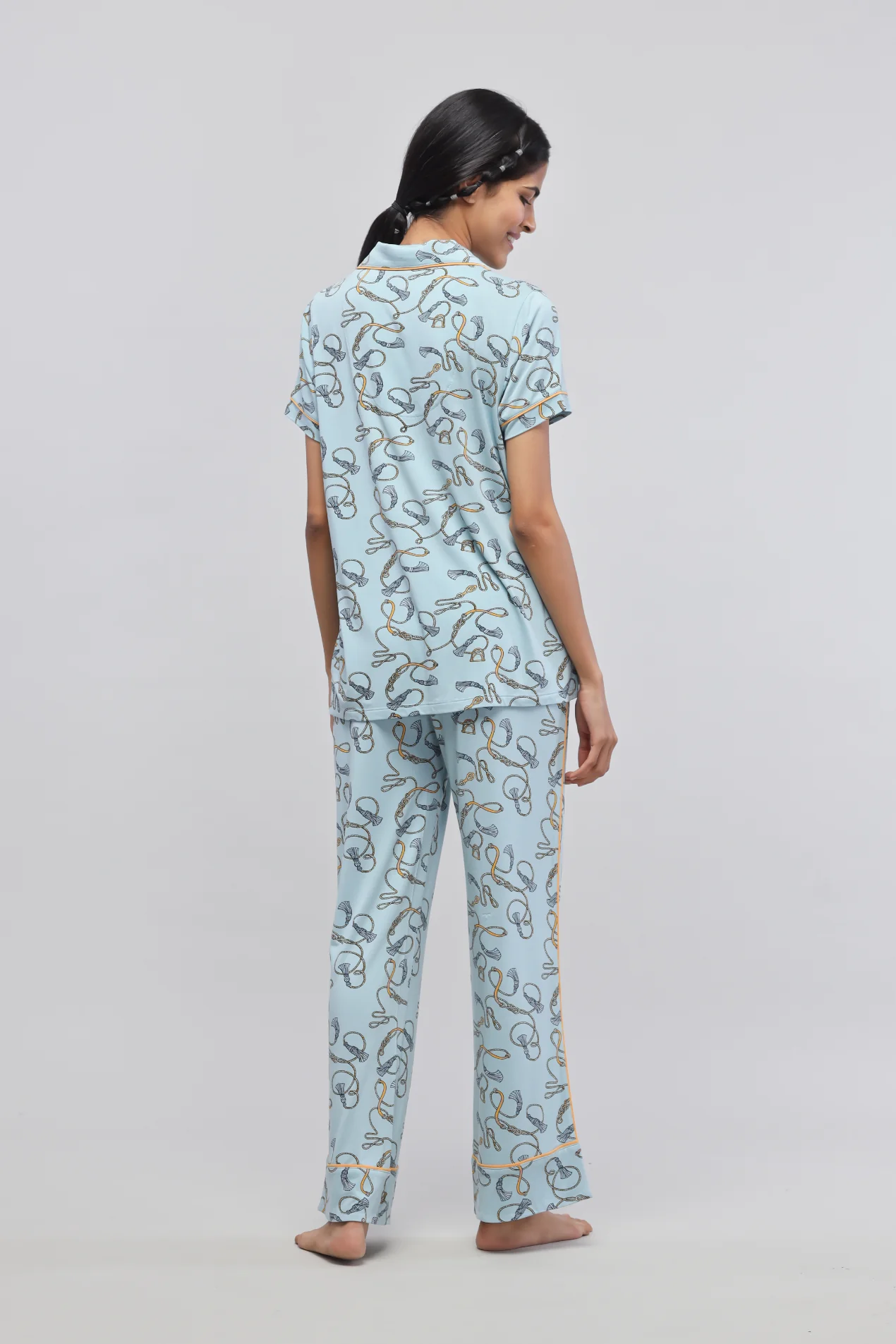 Rope Prined Half Sleeve Pajama Set - Image 3